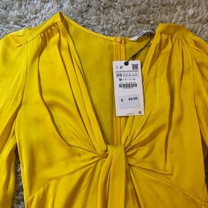 Zara satin blouse with knot detail